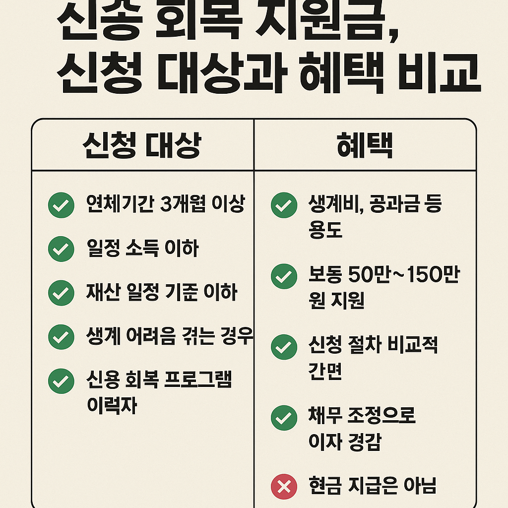신용 회복 지원금, 받을 수 있을까? 조건과 혜택 싹 정리해드림