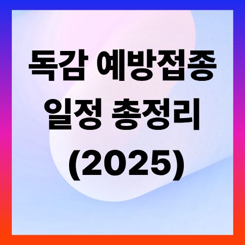 독감 예방접종 일정 총정리 (2025)
