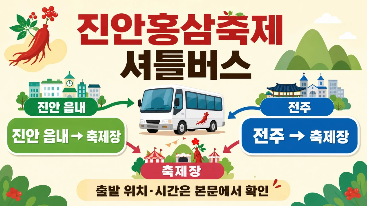 진안홍삼축제 진안 읍내와 전주 출발 셔틀버스 안내