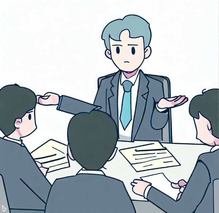 부하직원에게 업무를 캐묻는 상사의 모습(made by Bing)