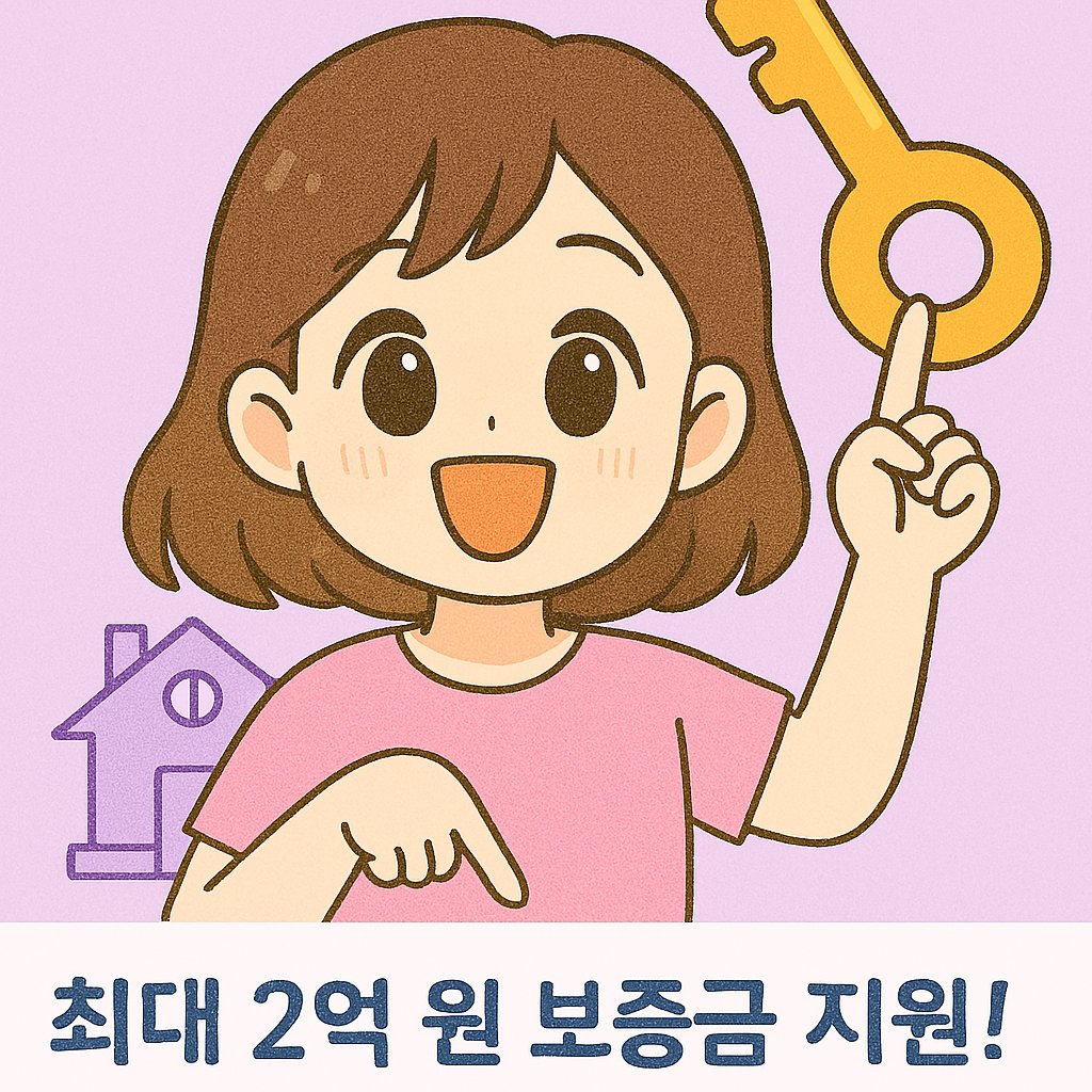 열쇠를 가리키고 있는 최대 2억원 보증금 지원 일러스트