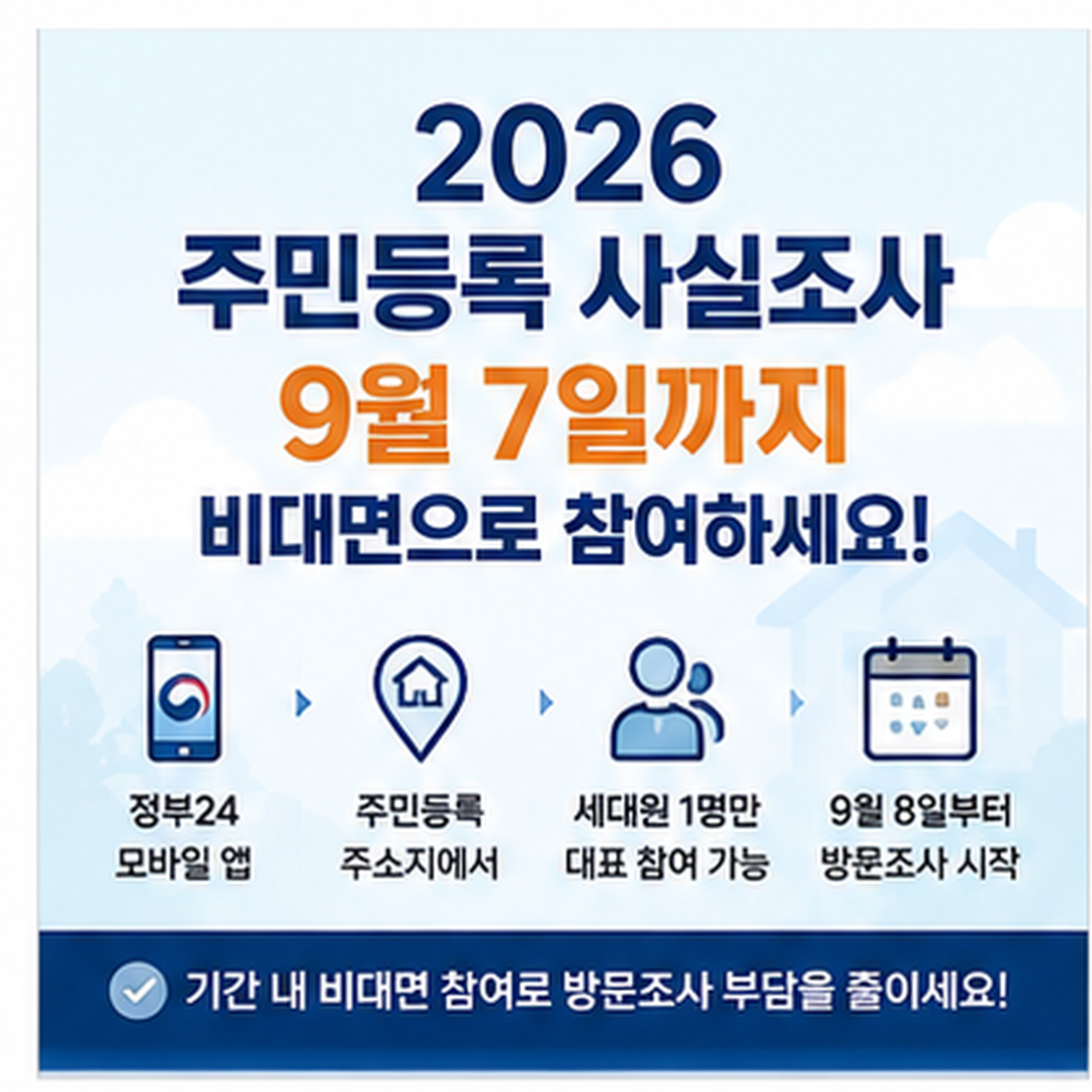 2026 주민등록 사실조사 비대면 참여방법과 9월 7일 마감 안내