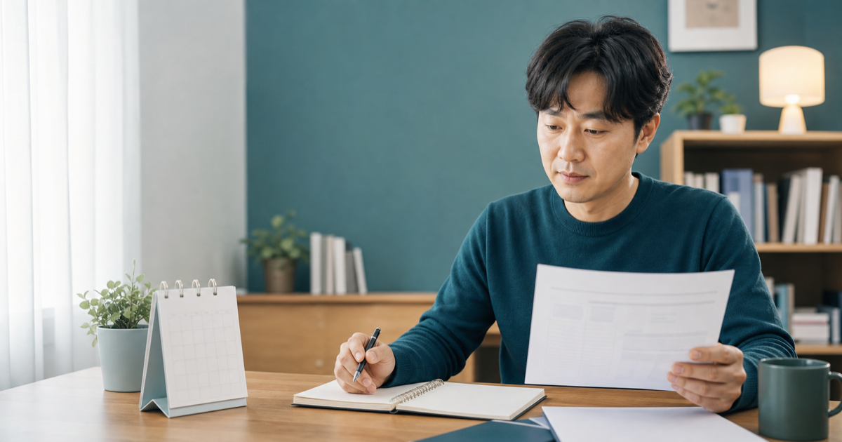 구직자가 국민연금 가입내역과 실업급여 서류를 함께 확인하는 장면