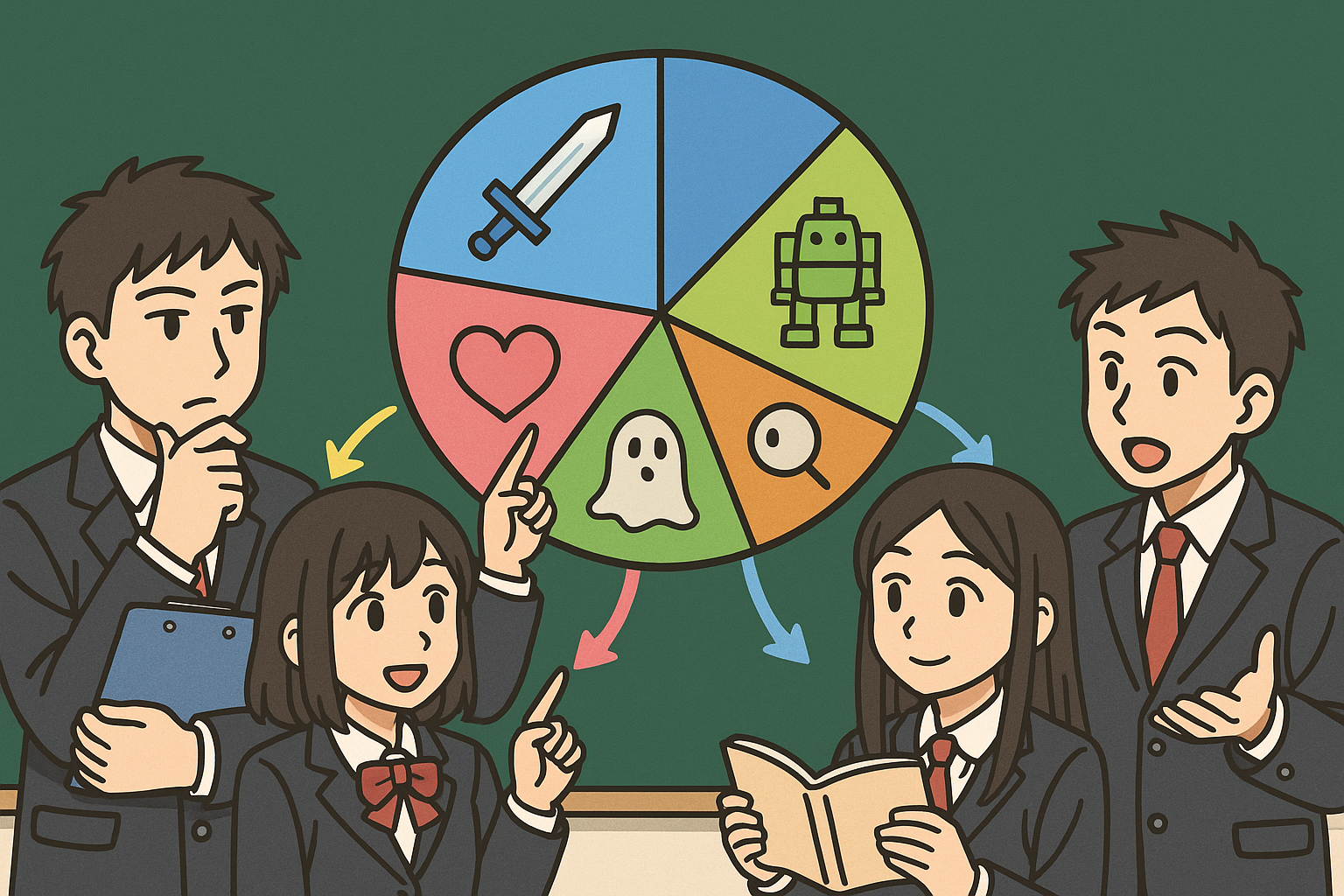 한국과 일본의 중고생 인기 애니 장르 분석(취향, 문화) 관련 그림