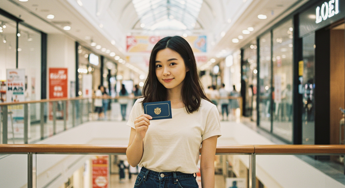 카드를 들고 있는 여성