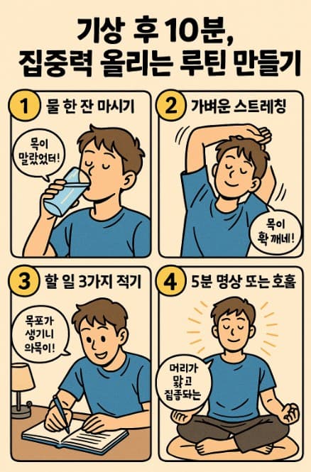 기상 후 10분, 집중력 올리는 루틴 만들기