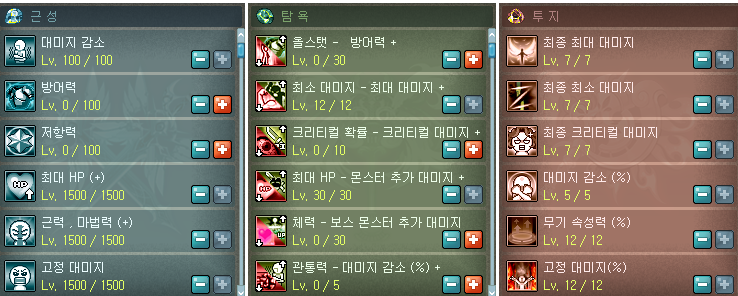 라테일의 초월 스탯