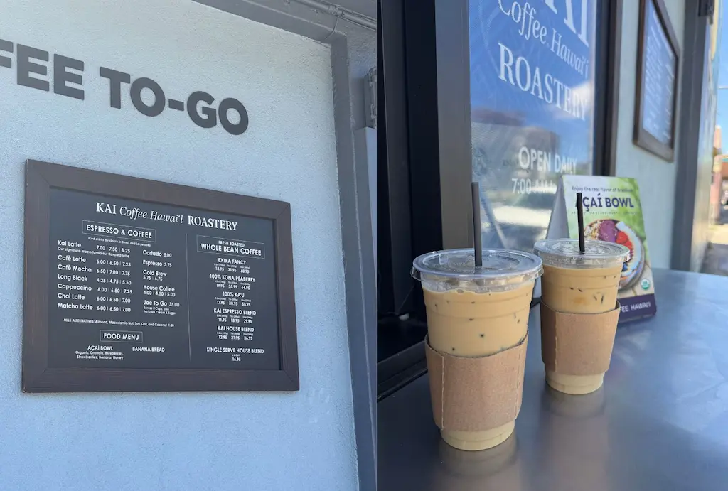 카이커피 메뉴판과 카이라떼