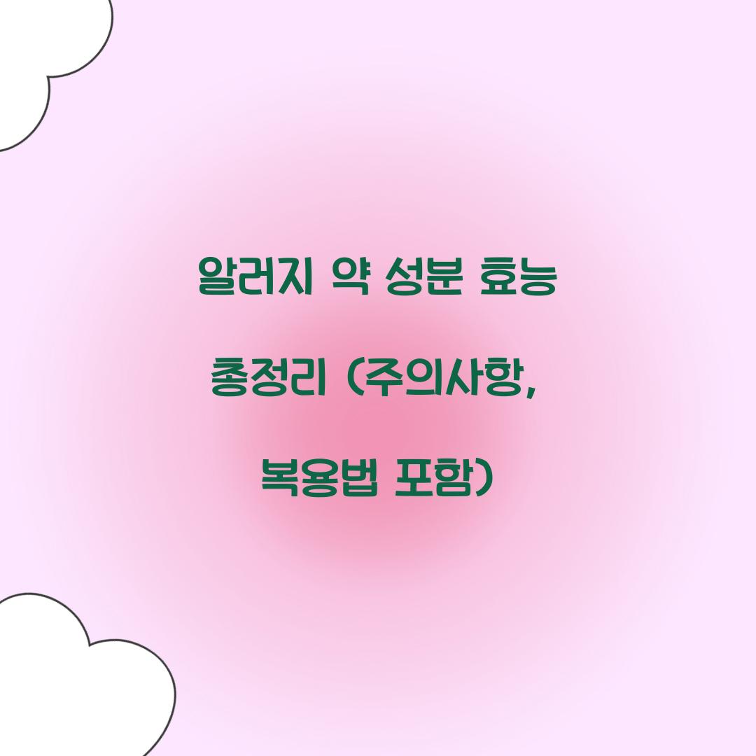 알러지 약 성분 효능