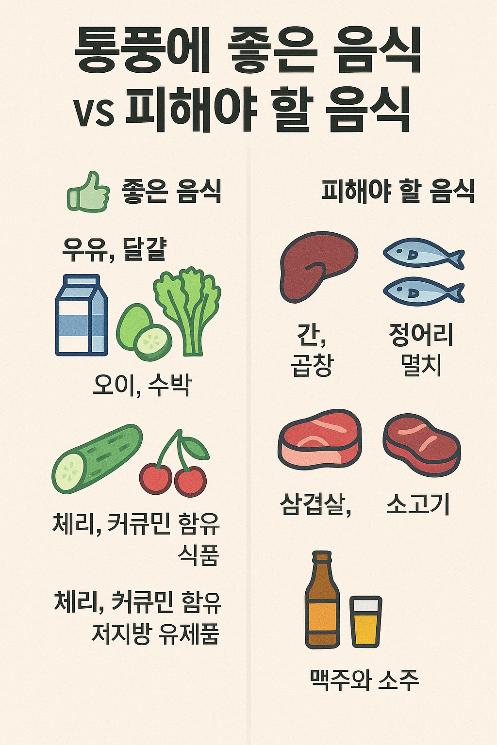 통풍에 좋은 음식 vs 피해야 할 음식