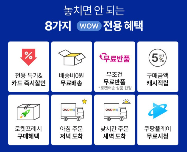 쿠팡 와우멤버십 혜택 및 할인방법