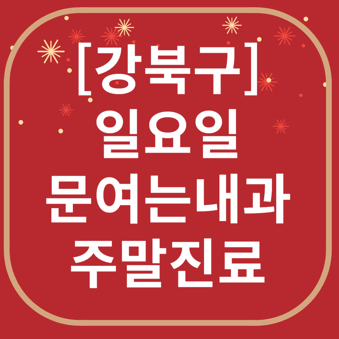 강북 일요일 문 여는 내과 목록 ❘ 토요일 공휴일 주말 야간진료 병원 찾기