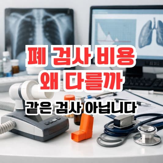 검사실에서 폐 기능 검사를 설명 듣는 중년 환자 이미지