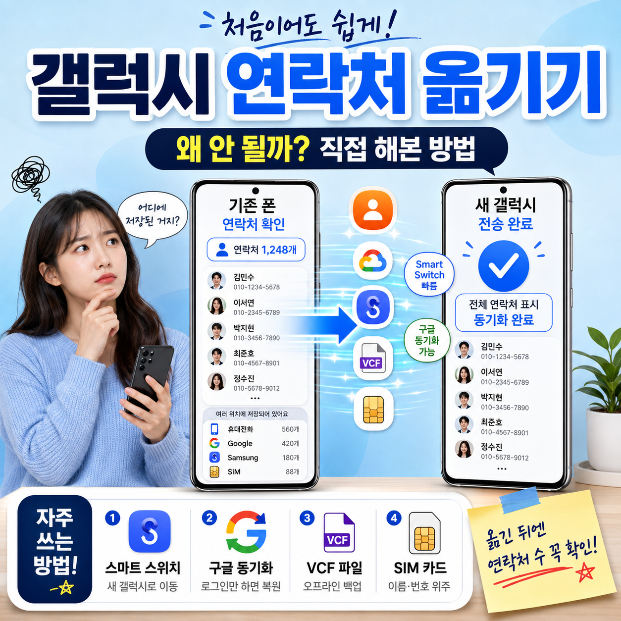 갤럭시 연락처 옮기기 왜 안 될까 직접 해본 방법