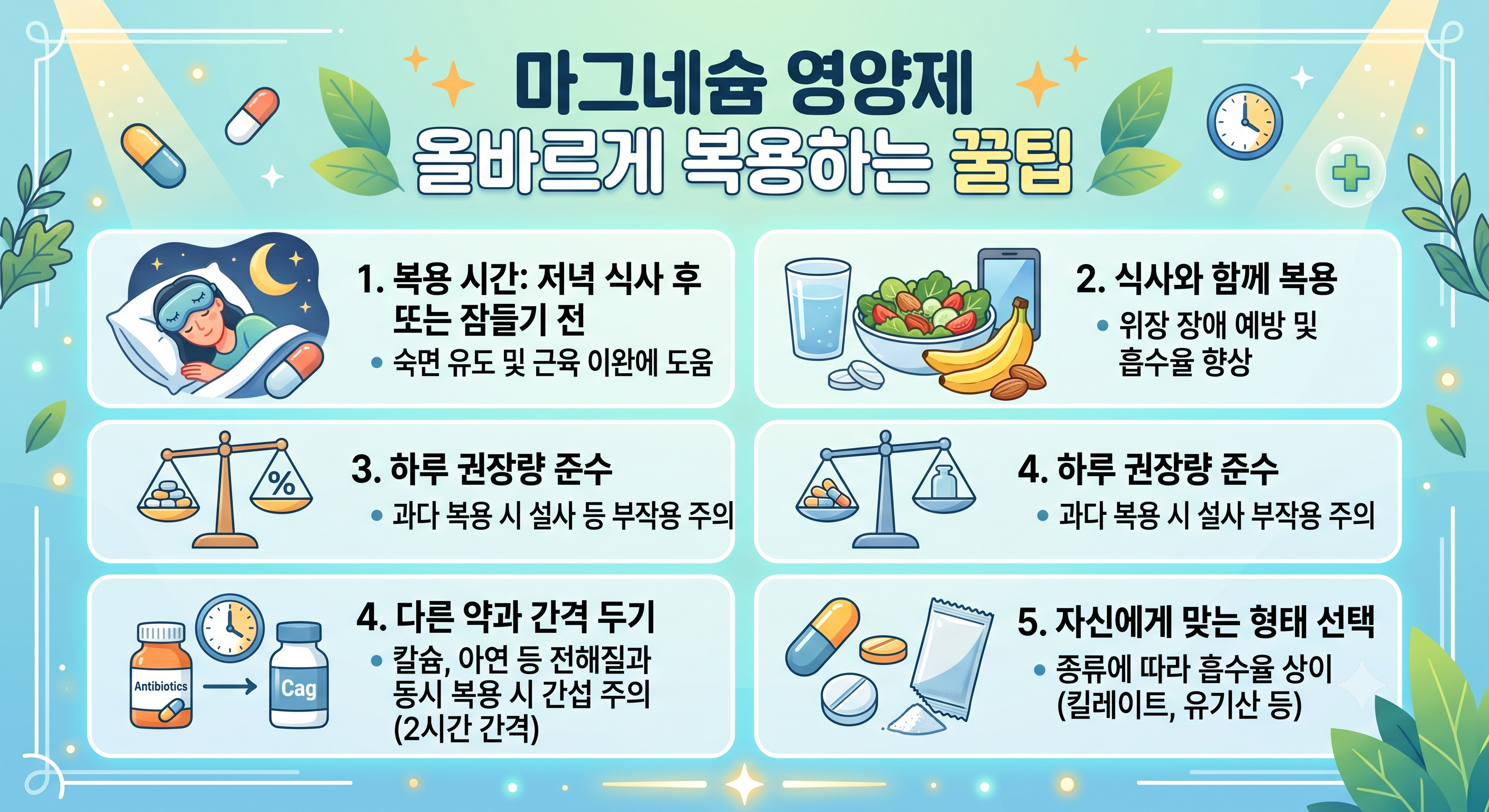 마그네슘 영양제, 올바르게 복용하는 꿀팁