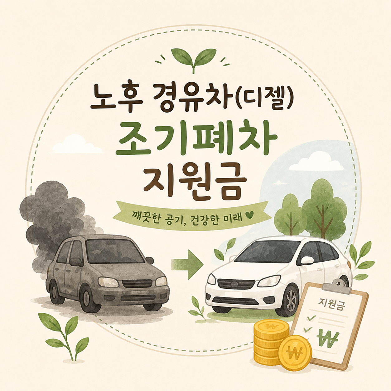 노후 경유차 조기폐차 지원금 신청 방법 안내 이미지