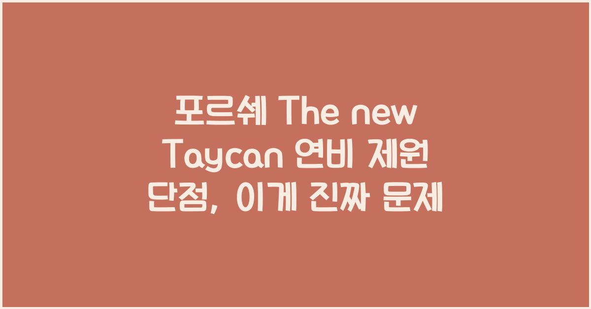 포르쉐 The new Taycan 연비 제원 단점