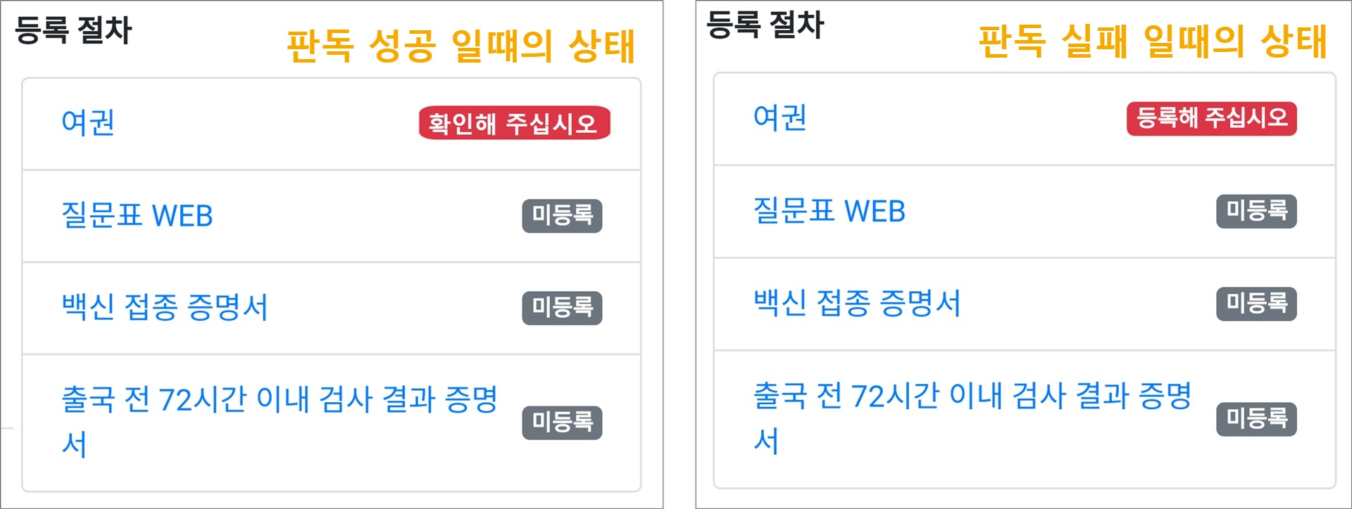 여권 등록 상태 확인