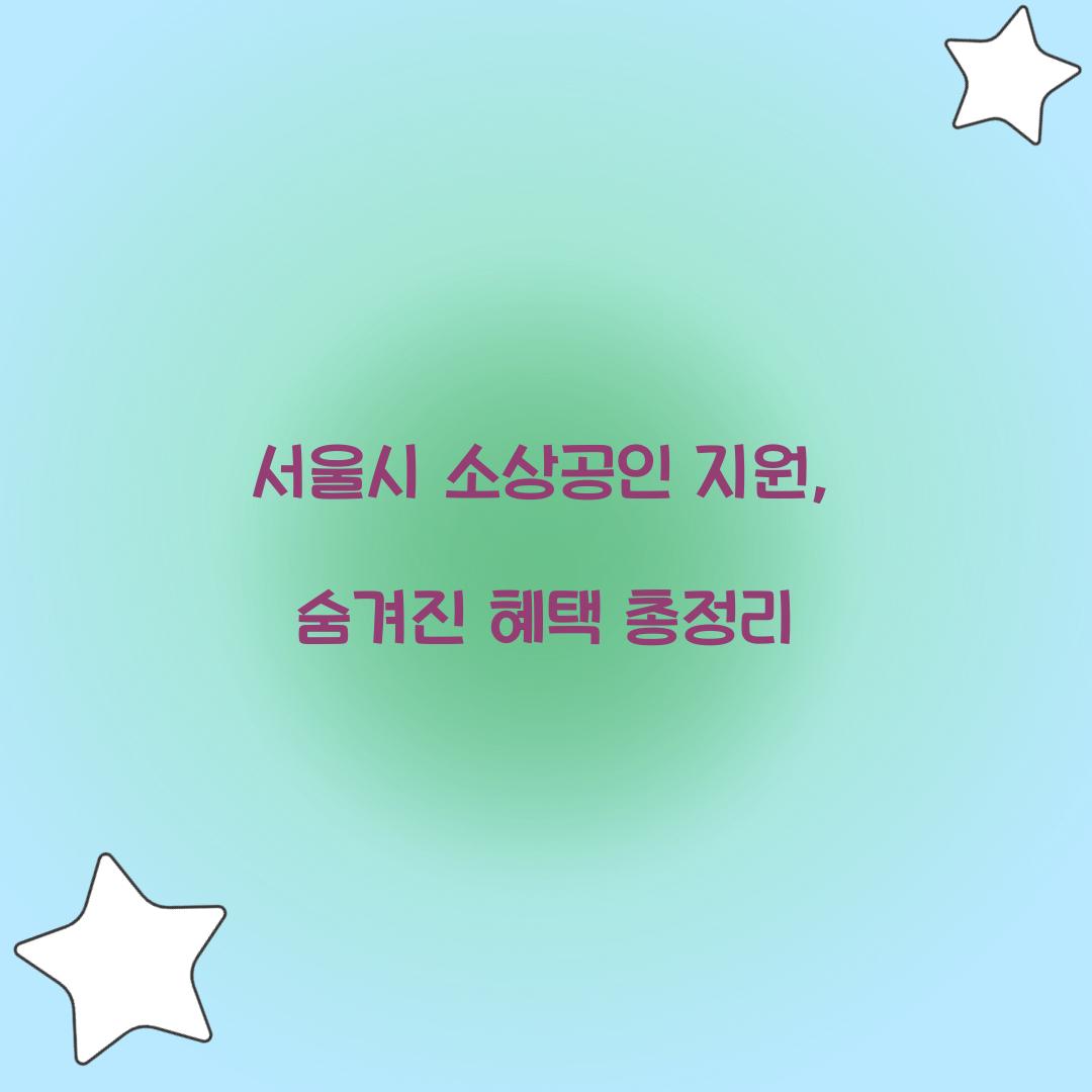 서울시 소상공인 지원