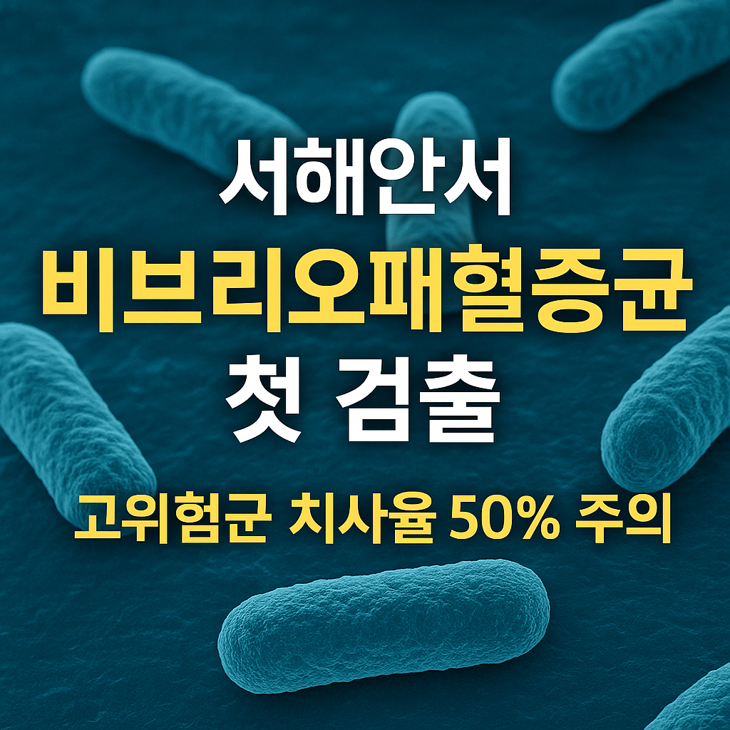 '비브리오패혈증균 검출' 이라는 텍스트가 삽입된 세균의 이미지