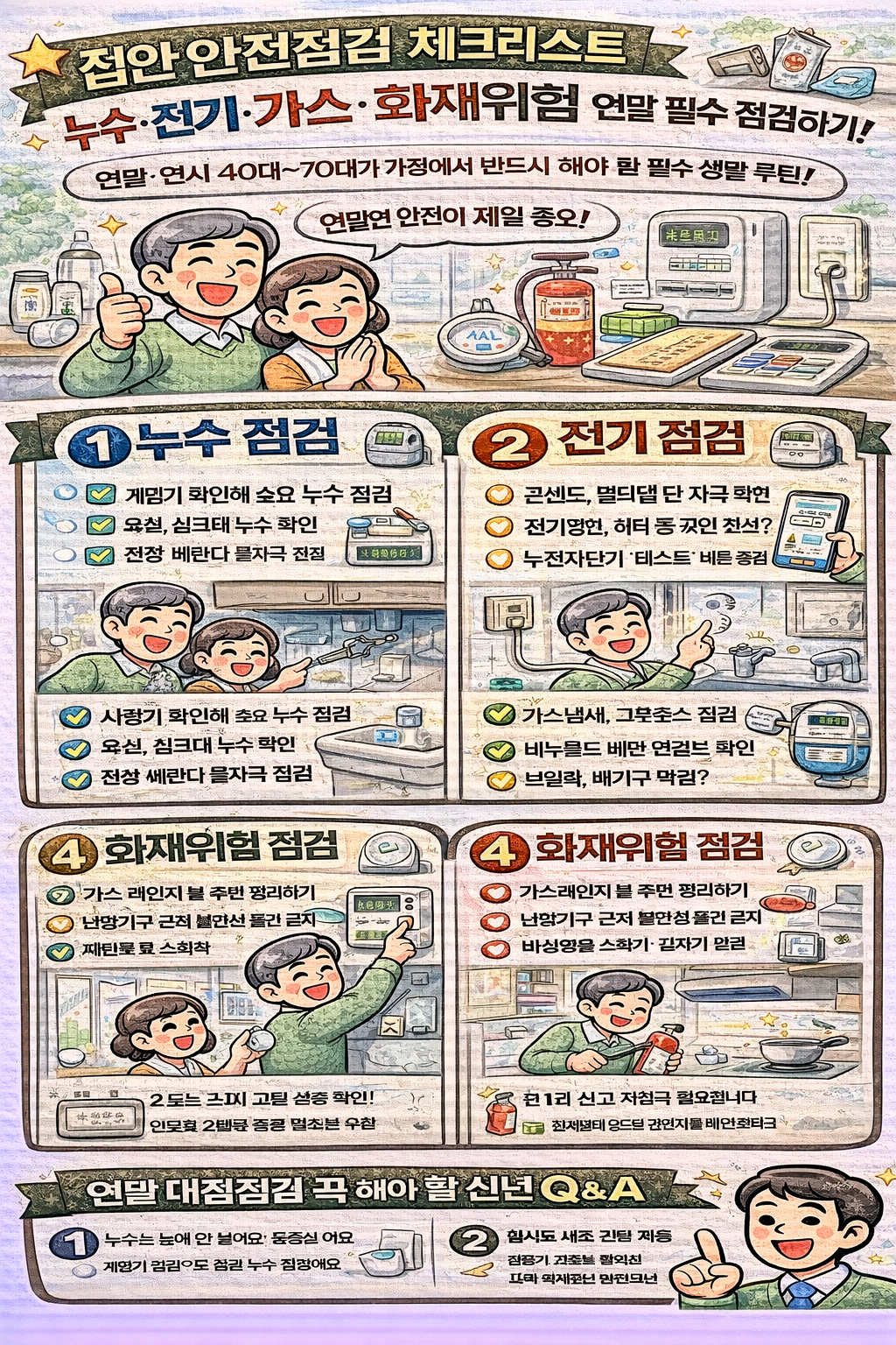 집안 안전점검 체크리스트: 누수, 전기, 가스, 화재위험 연말 필수 점검하기