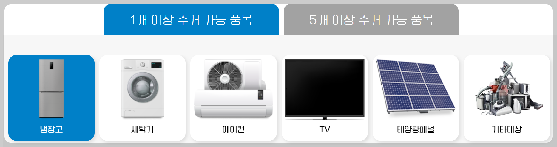 폐가전 수거 가능항목