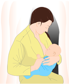 모유 수유를 하고 있는 여성의 일러스트 그림