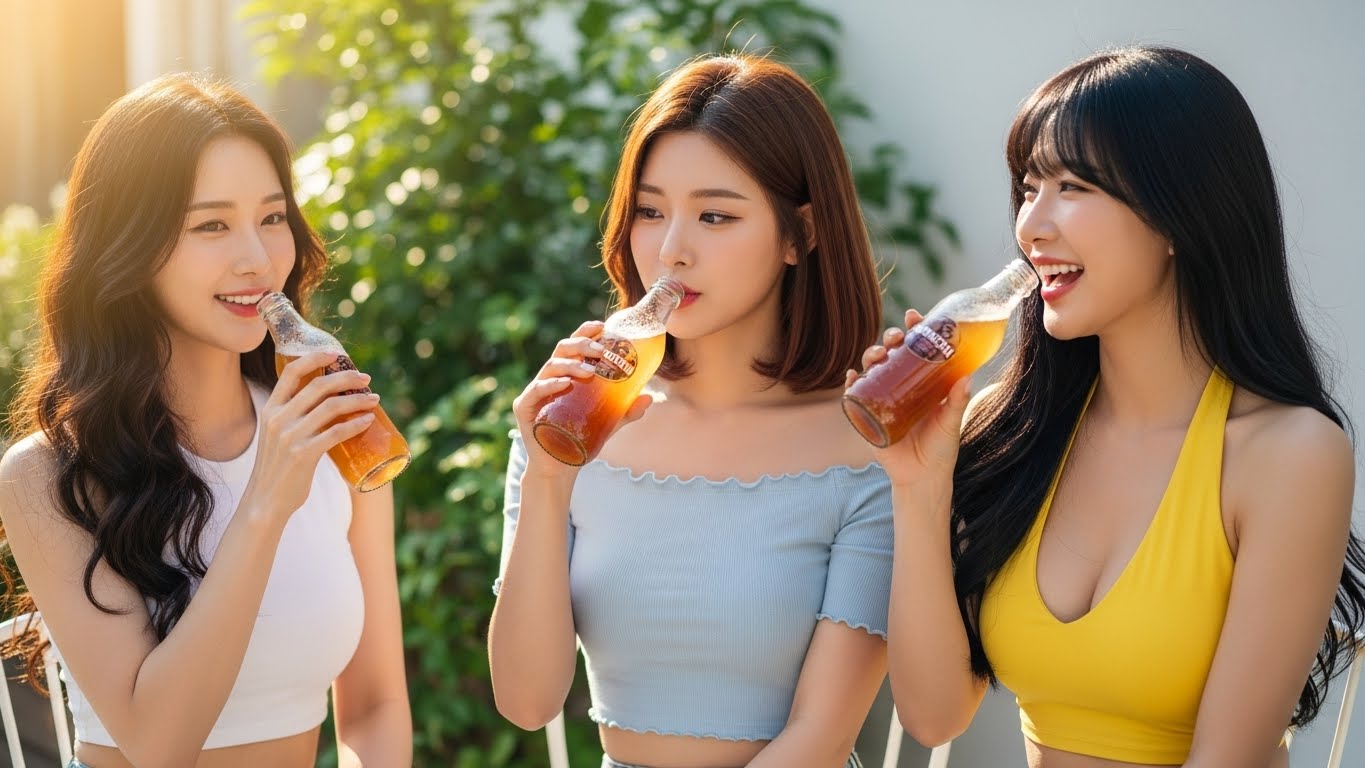 콤부차를 마시는 여인들