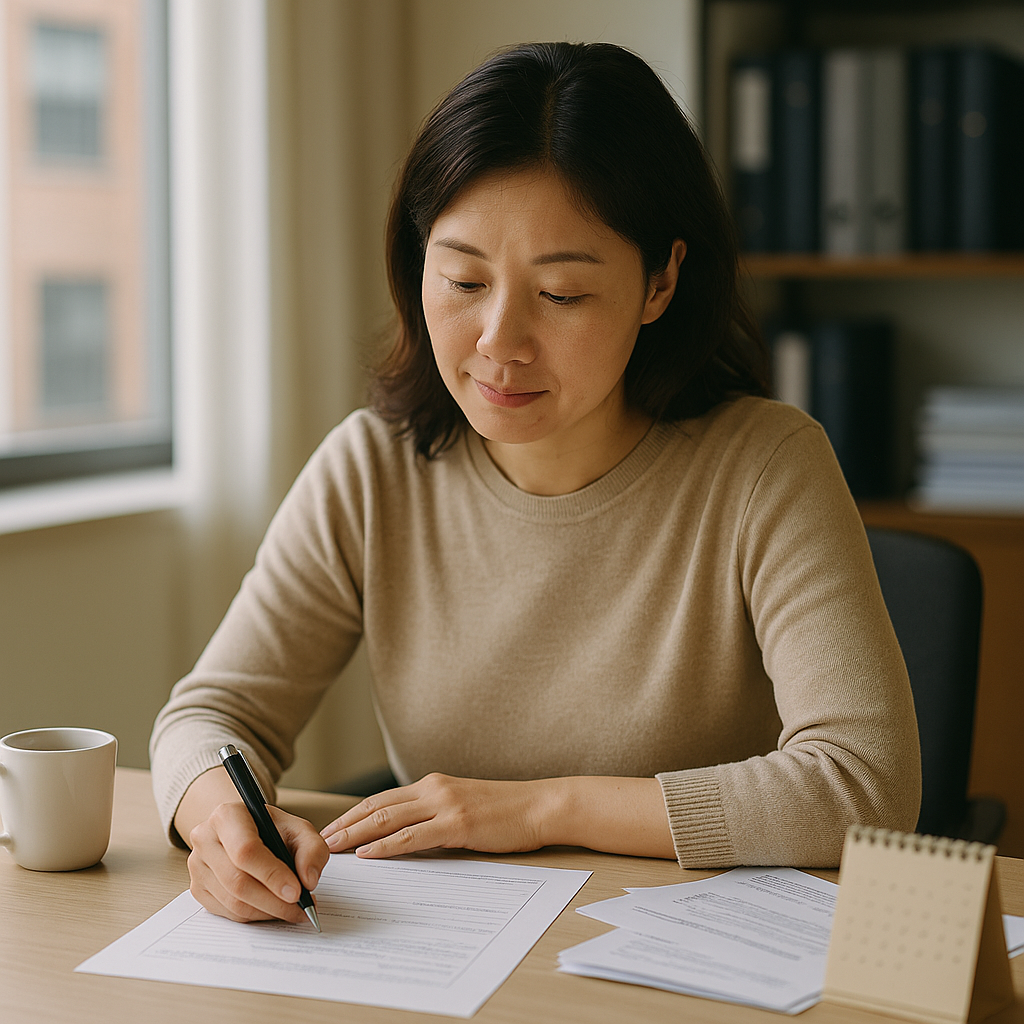 근로장려금 신청서를 작성하는 근로자