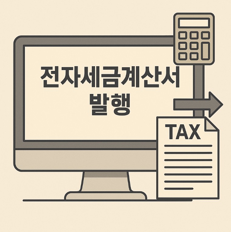전자세금계산서 발행하는 컴퓨터 화면