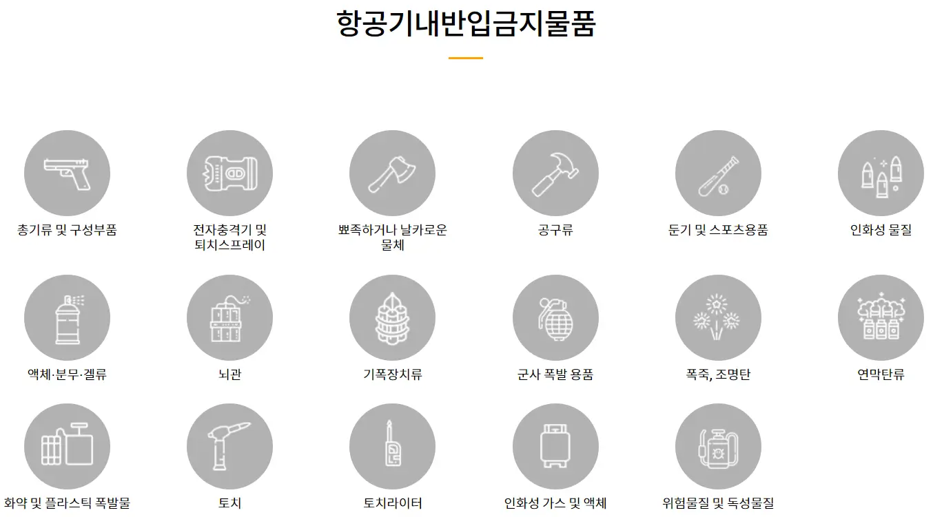 주의사항-항공 기내반입 금지물품