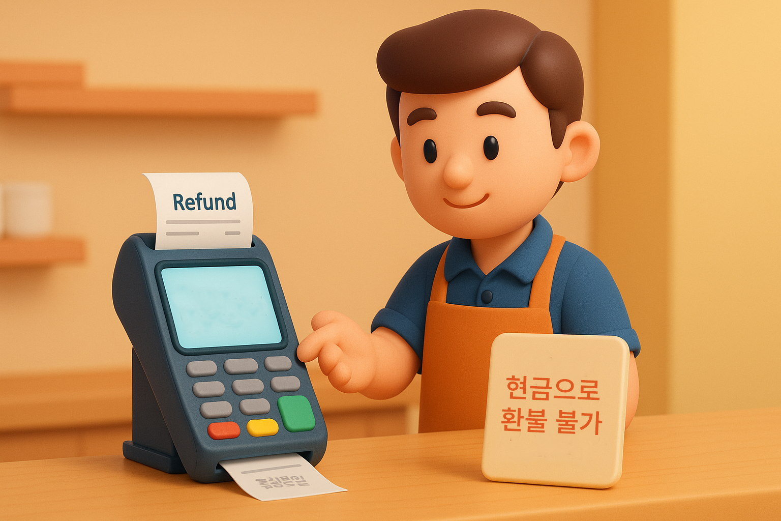 민생회복지원금 결제 건을 카드 단말기에서 취소하고 영수증을 발행하는 과정