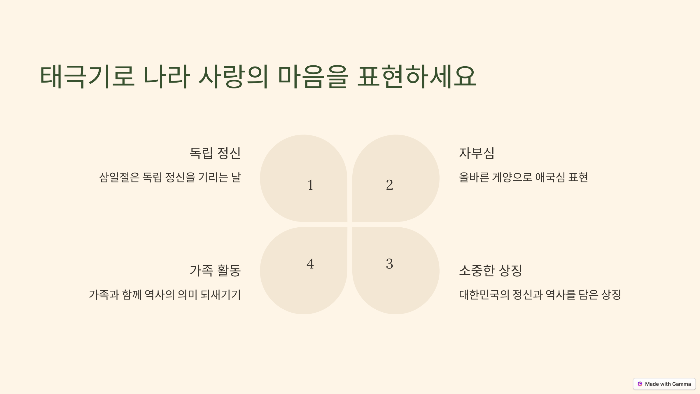 태극기로 나라 사랑의 마음을 표현하세요