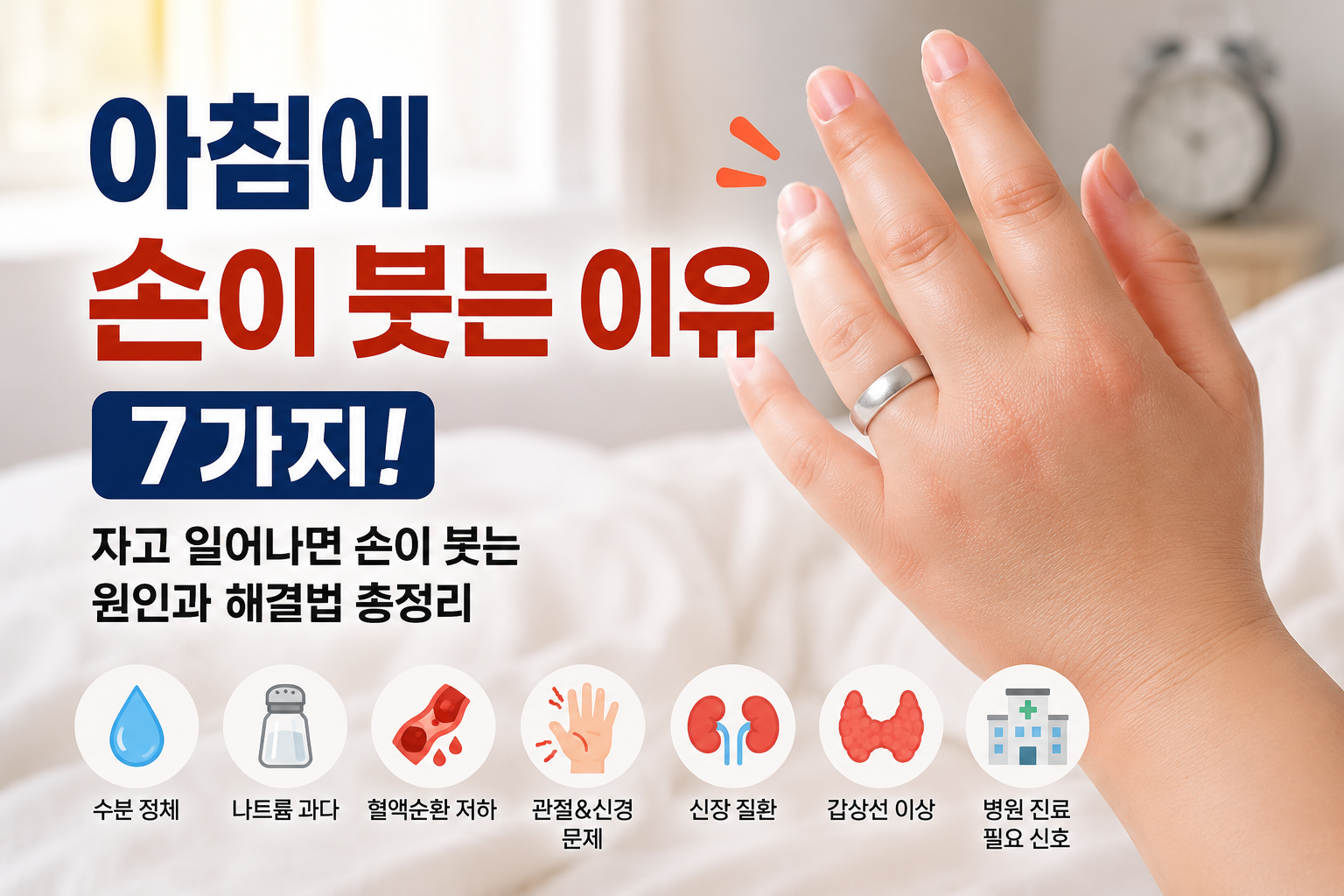 아침에 손이 붓는 이유와 손 부종 원인 대표 이미지