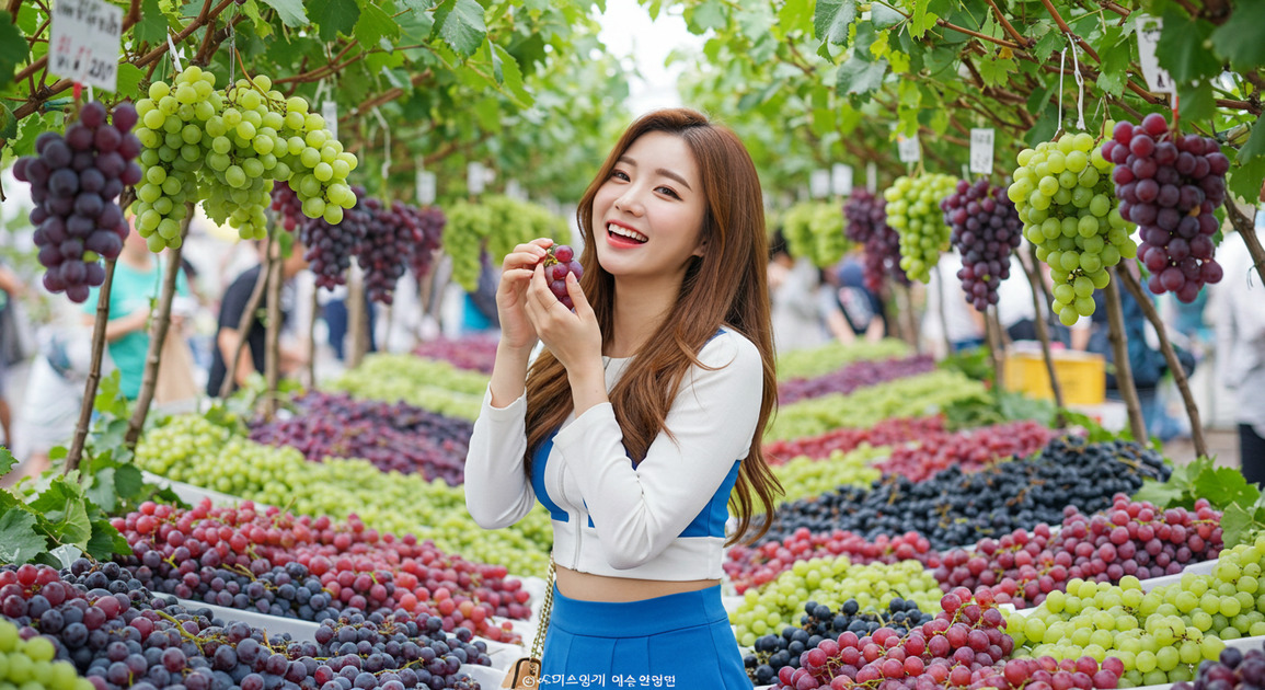 안산 대부포도축제 즐기는 여성 이미지