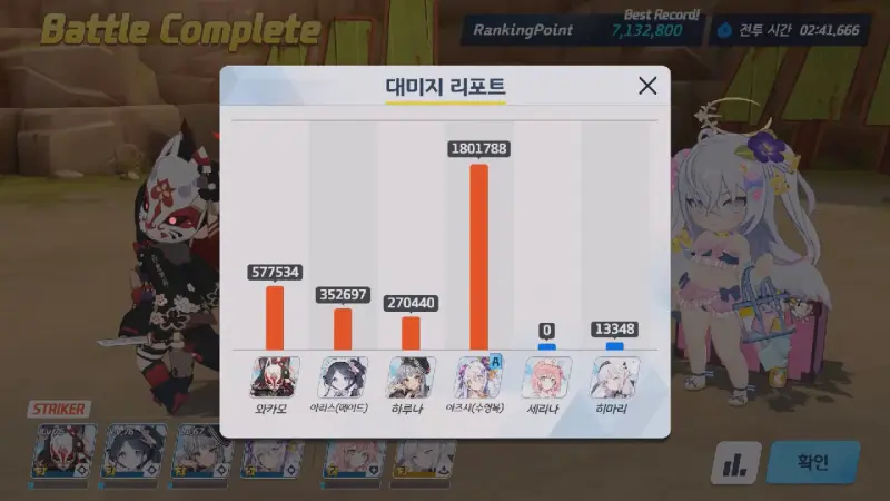 신비장갑 대미지 리포트