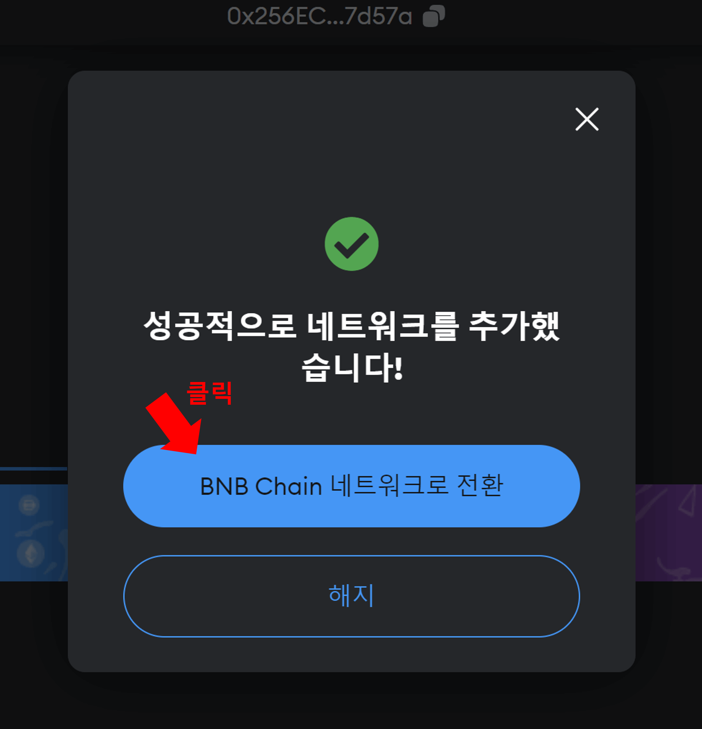 BNB Chain 네트워크로 전환하기