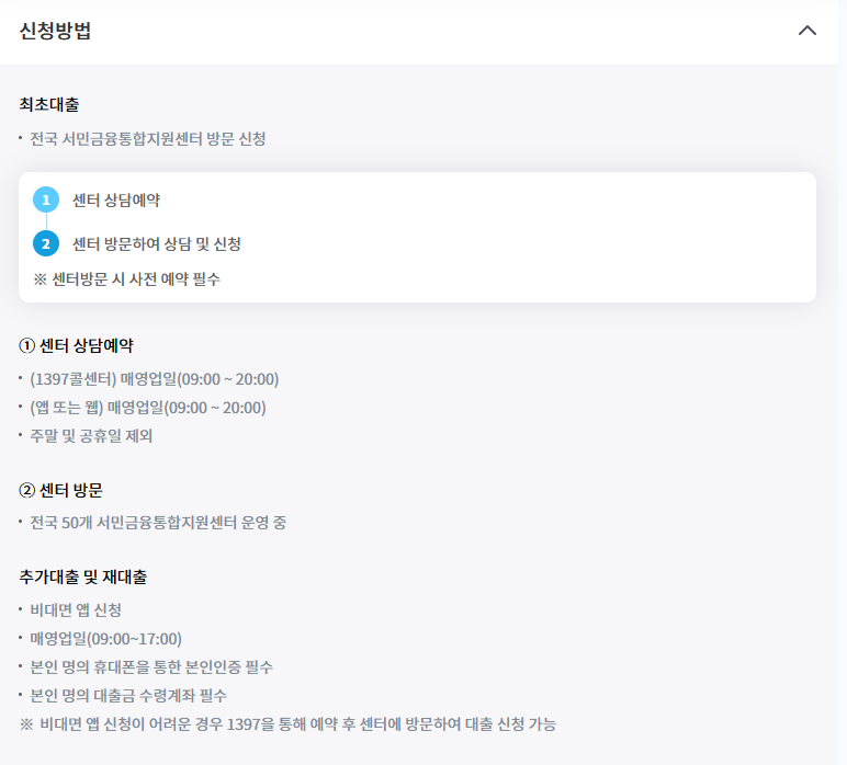 신청방법 안내표