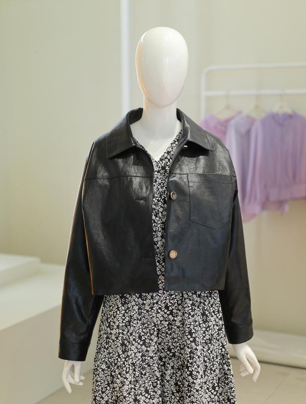 올리브데올리브 크롭 가죽 자켓 YW3XJ901