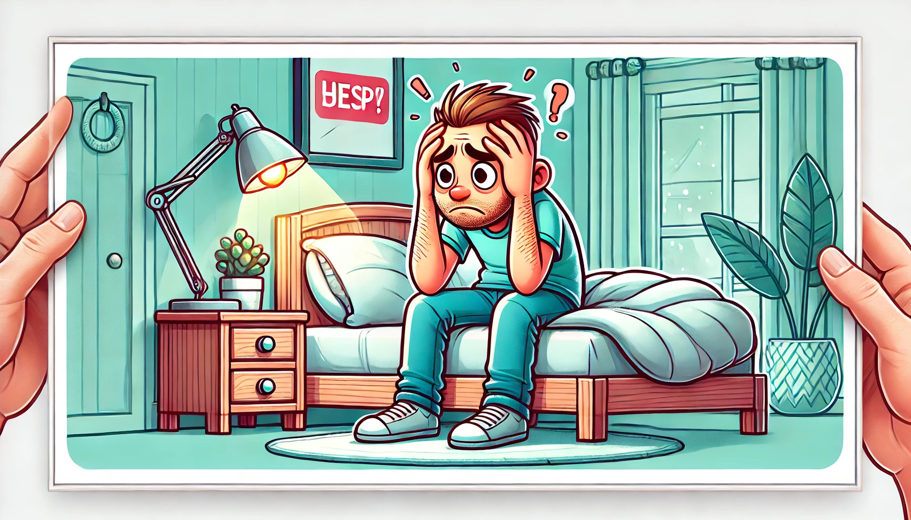 침대에-앉아-고민스러워-하는-남자