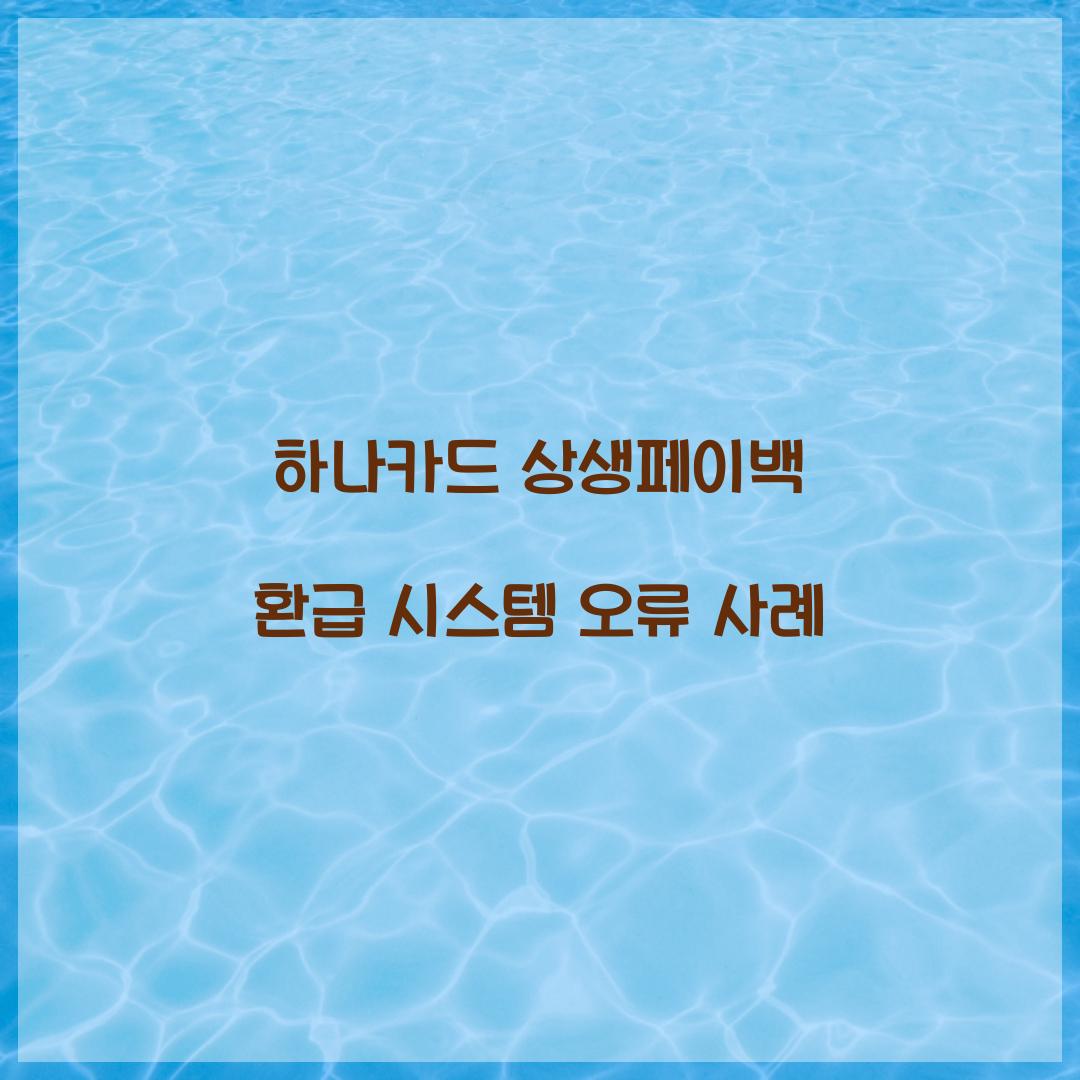 하나카드 상생페이백 환급 시스템 오류 사례