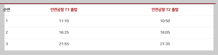 공항버스 41001-시간표