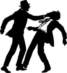길거리에서-중절모자를-쓴-남성이-신사복을-입은-남성-얼굴을-향해-주먹을-날리는-모습