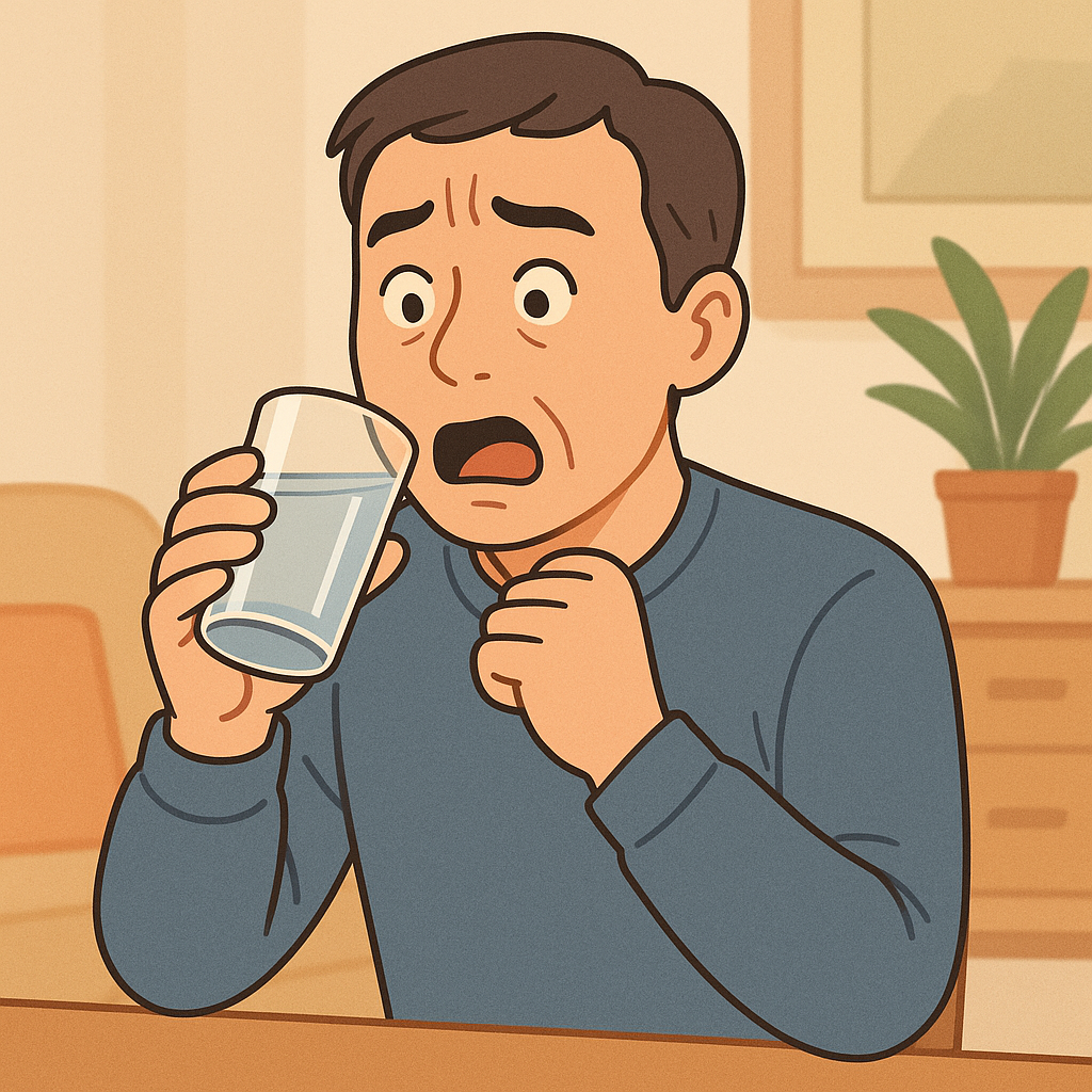 물마실 때 사레 들림