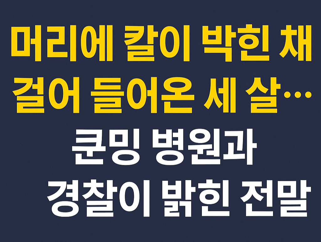 머리에 칼이 박힌 채 걸어 들어온 세 살
