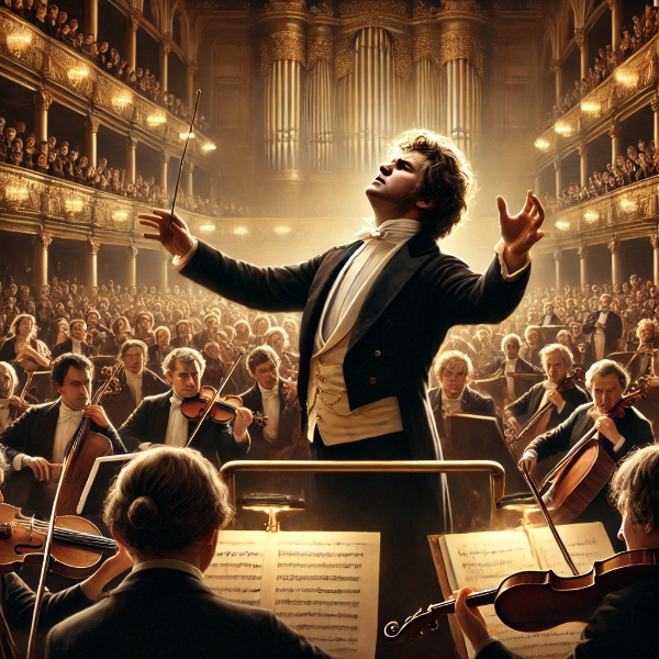 교향곡 9번을 지휘하는 베토벤의 모습