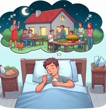 집에 사람들이 음식 먹는 꿈해몽-1