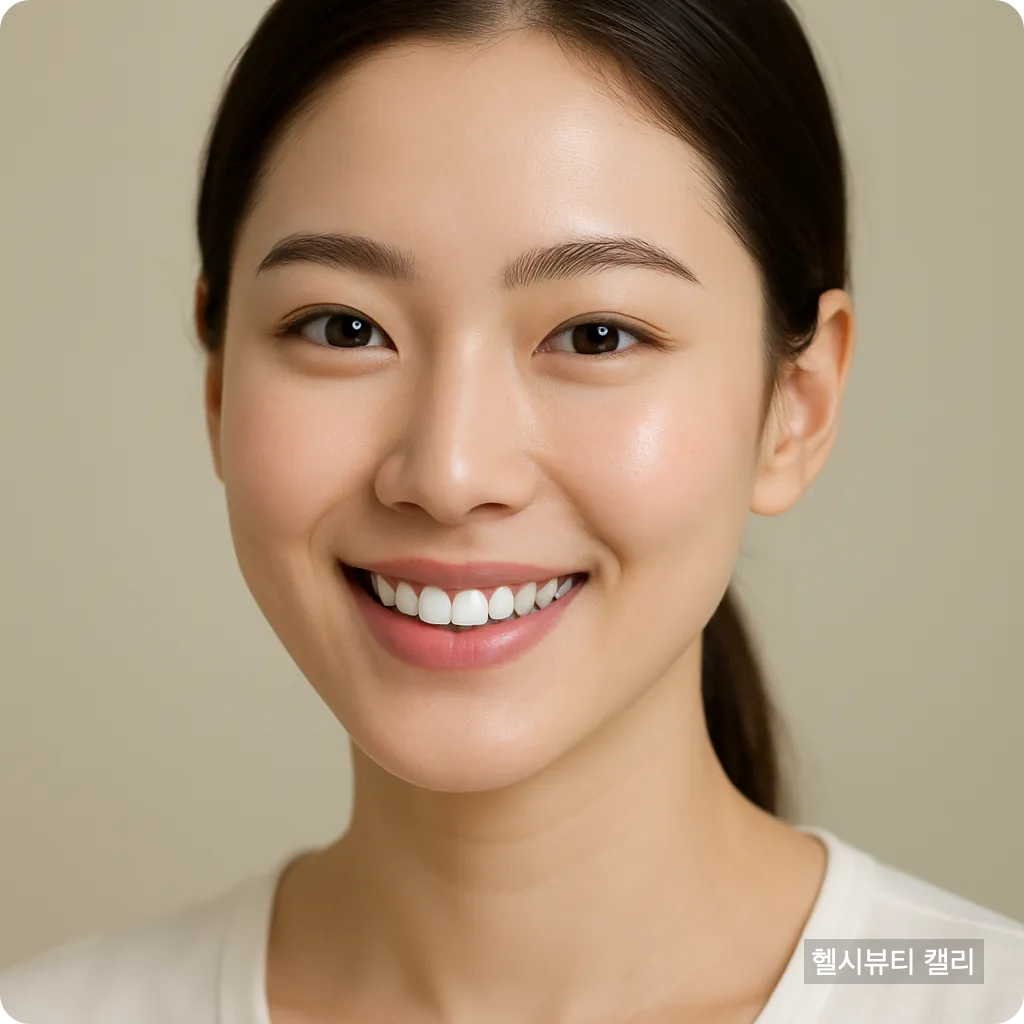 깨끗한 피부를 가진 20대 여성의 클로즈업 얼굴 사진