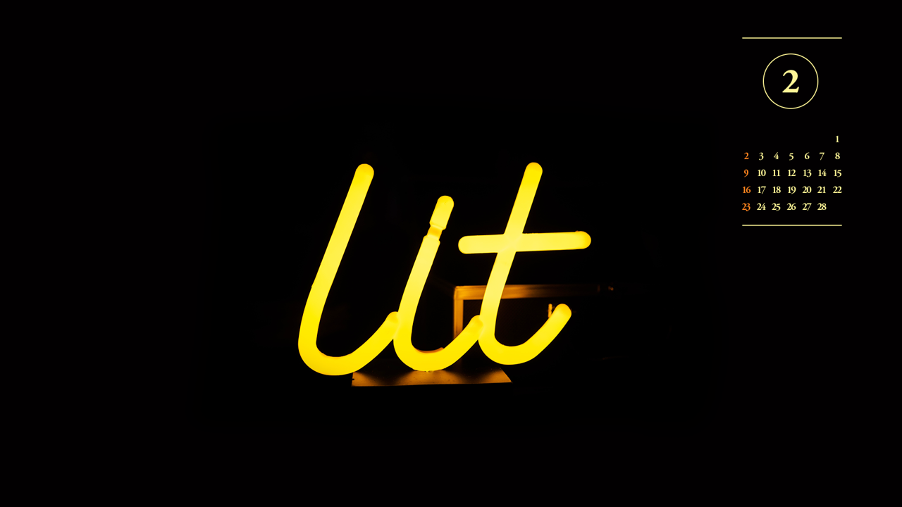 12 노란색 네온 글씨 A - 2025년2월 노트북배경화면