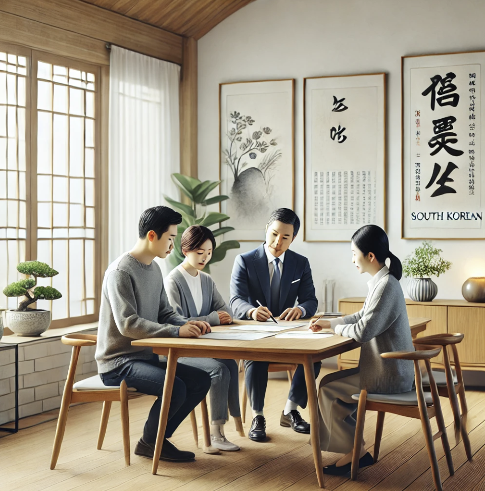 가족과 상속 상담 전문가와 상담하는 장면